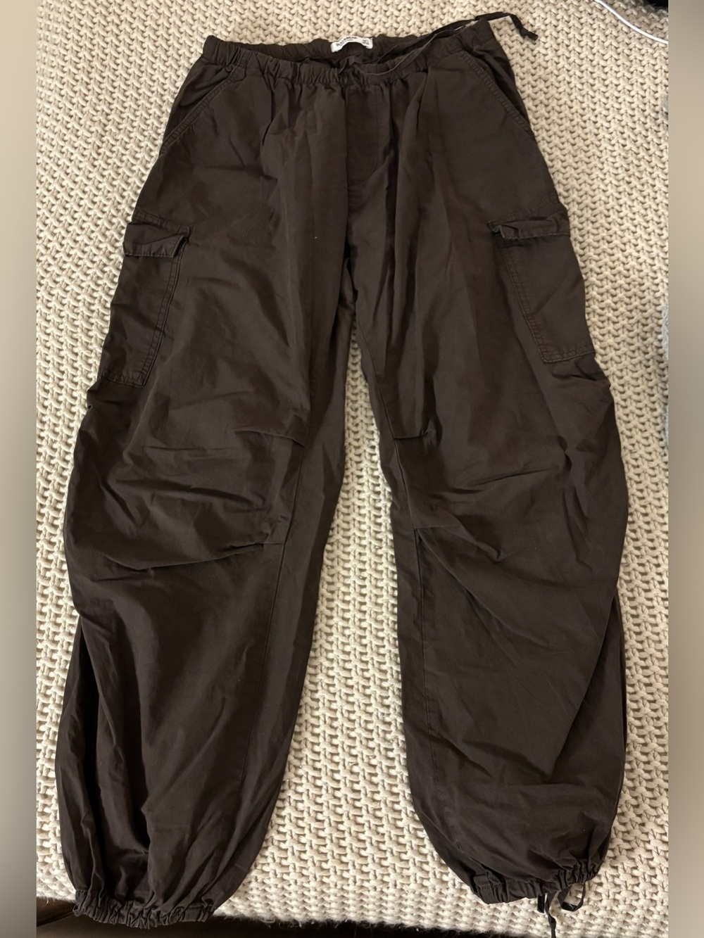 Pull&Bear Chocolate Brown Parachute Cargo Pants